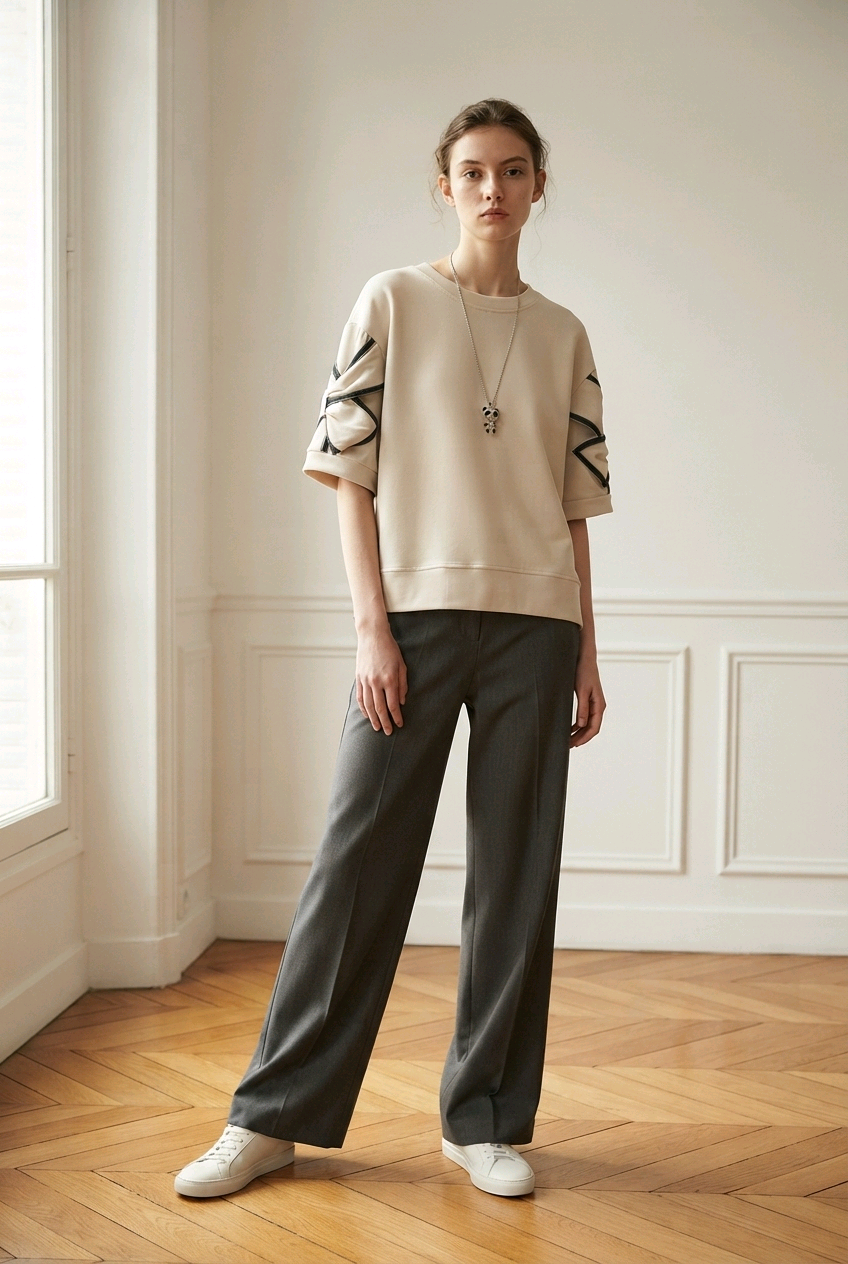 Miniatura: Women's Casual Spliced Bow T-Shirt