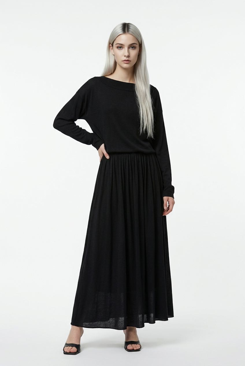 Miniatură: New Minimalist Knitted Wool Skirt & Top
