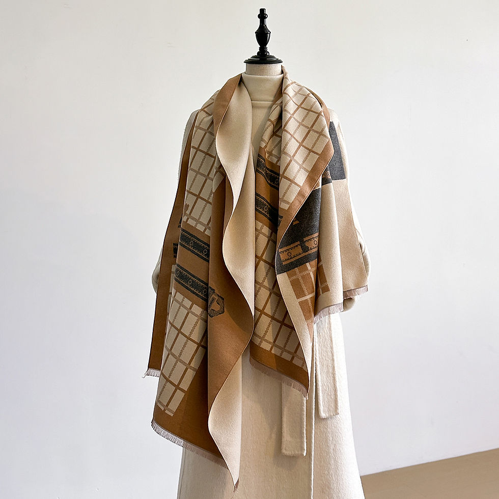 Miniatyrbilde: Luxury Plaid Horse Print Winter Scarf