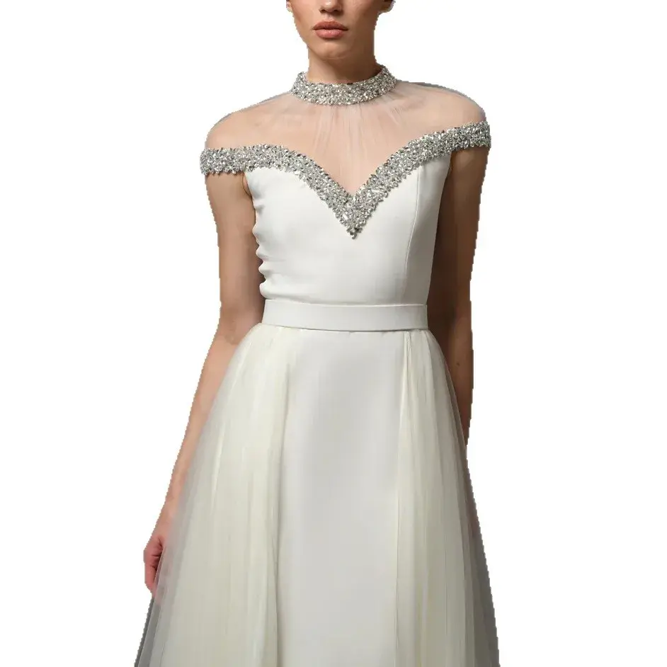 Miniatura: Luxury White Beaded Rhinestone Dress
