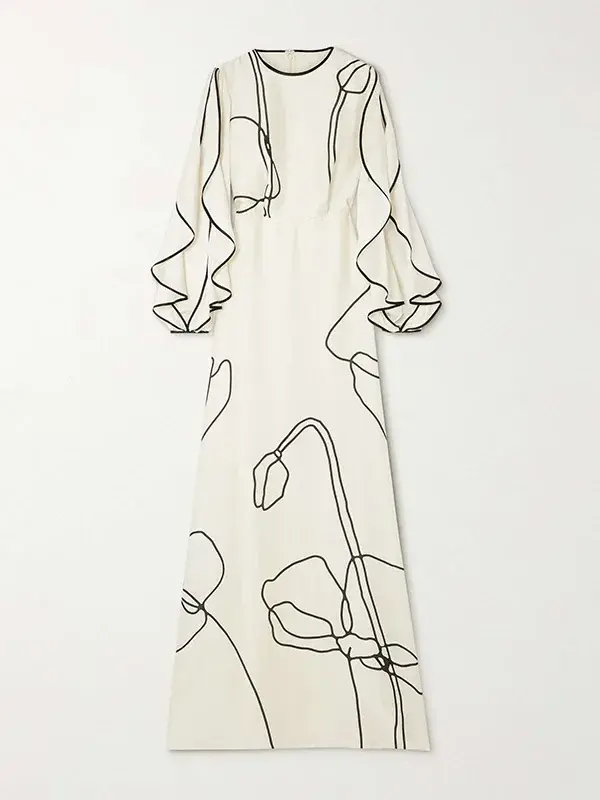 Miniatyrbild: White floral print maxi dress