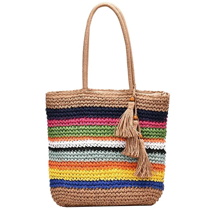 Miniatyrbilde: Large Capacity Woven Tassel Tote Bag