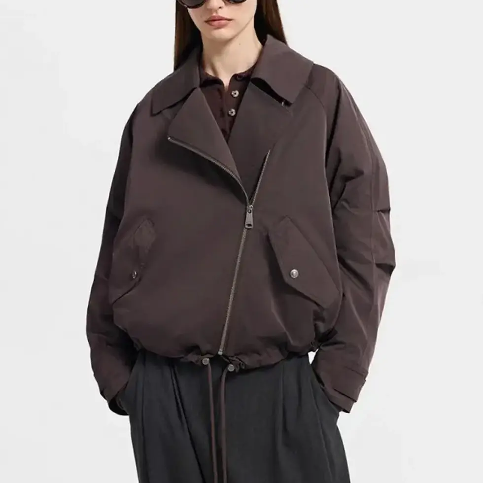Sīktēls: Women's Dark Brown Faux Fur Biker Parka Jacket