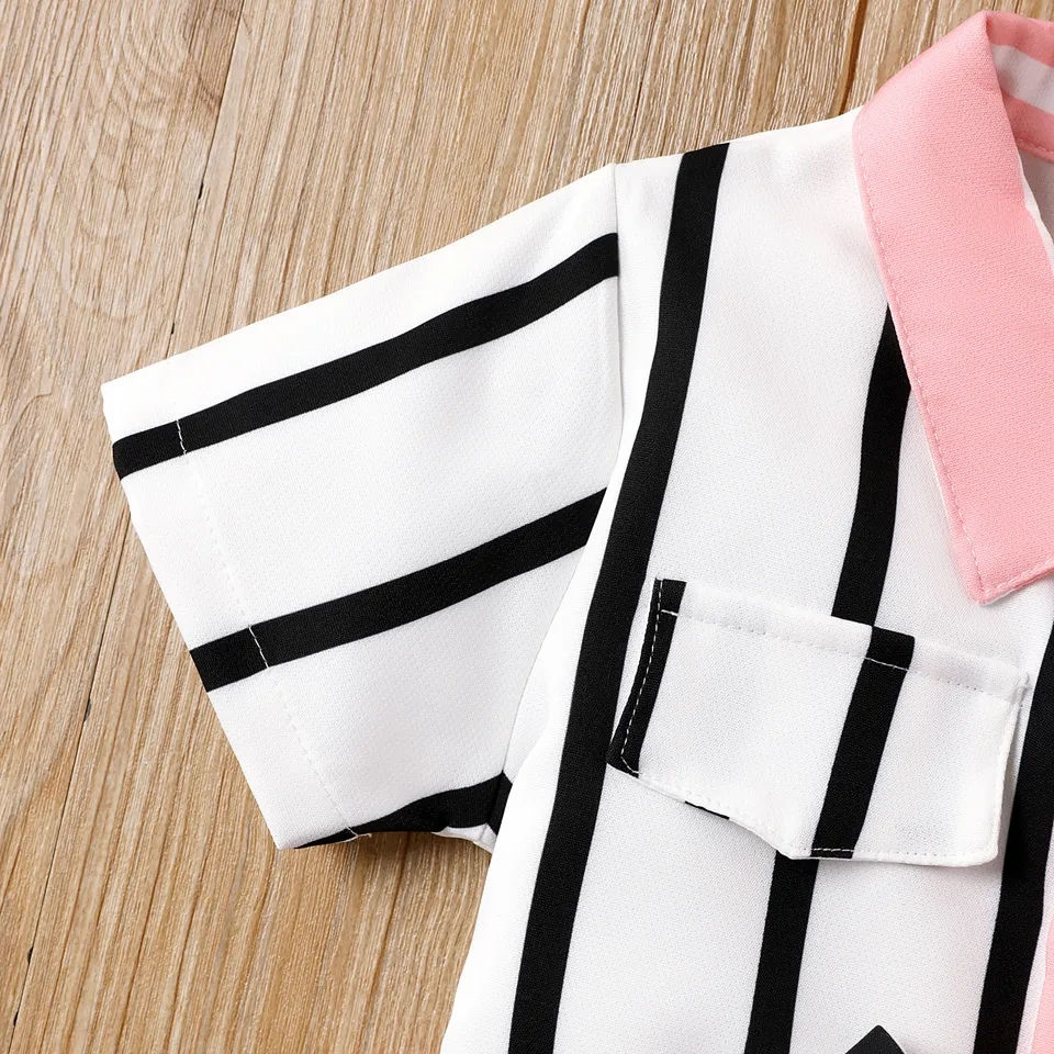 Miniatyrbild: Black and white striped baby shirt