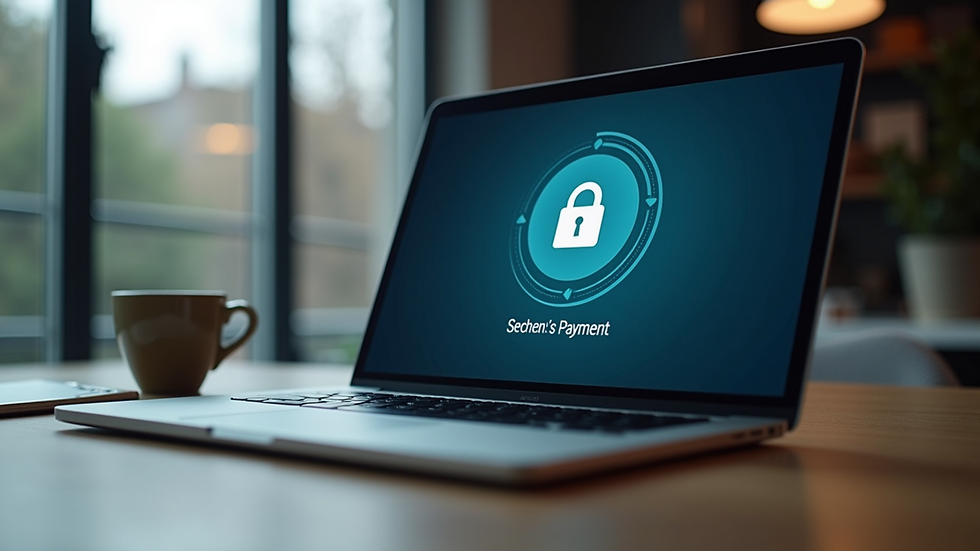 Eye-level view of a laptop screen showing a secure payment gateway