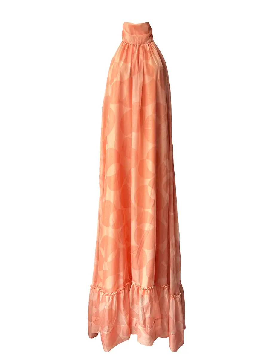 Miniatura: Peach maxi dress with ruffled hem