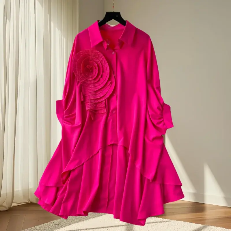 Thumbnail: Stylish Irregular Three-Dimensional Shirt Dress