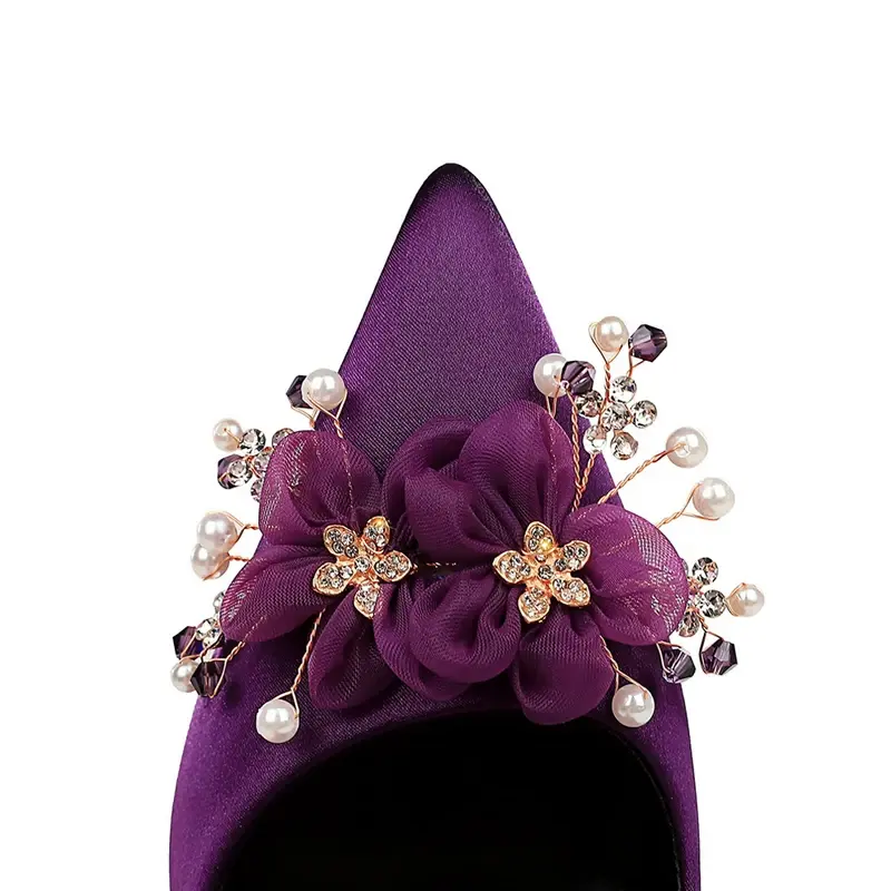 Miniatura: Satin Silk Flower Bead High Heels