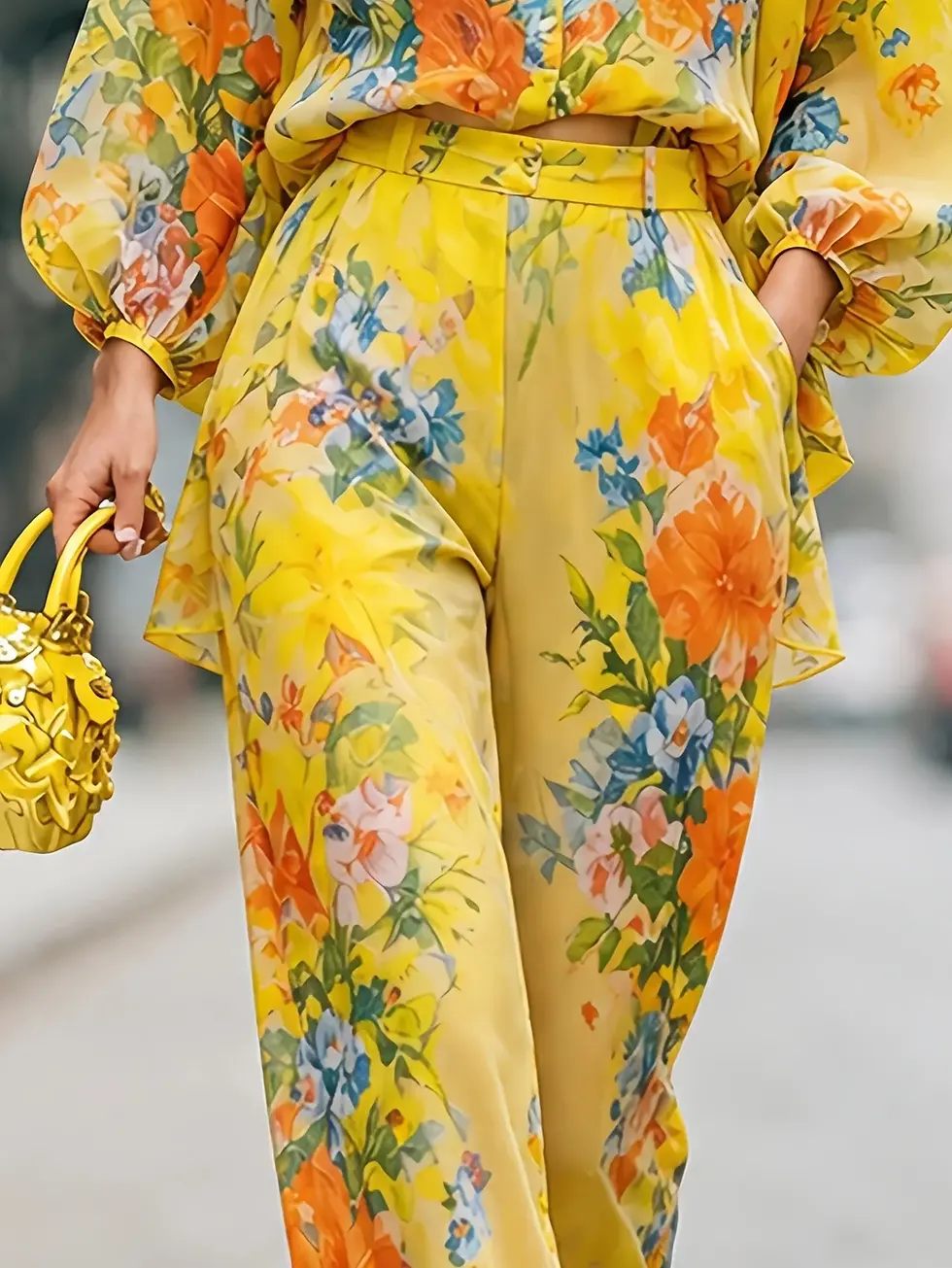 Miniatura: Stylish Yellow Print 2 Piece Outfit