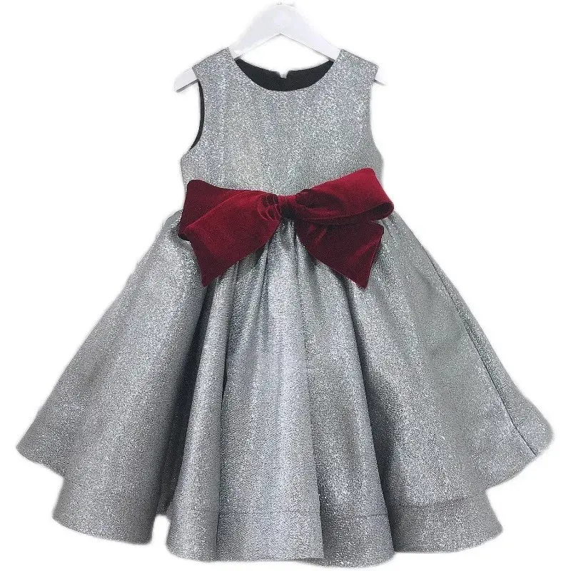 Miniature : Girl's Princess Velvet Bow Party Dress