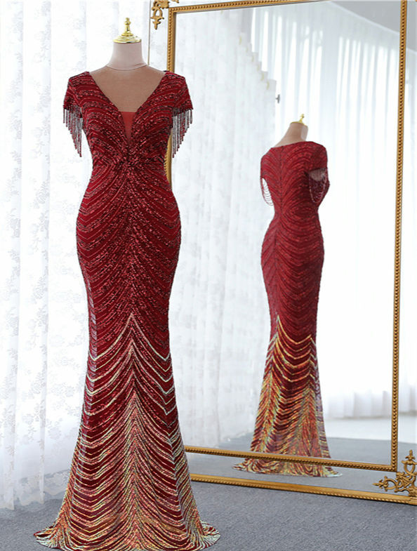 Thumbnail: Red sequin mermaid dress