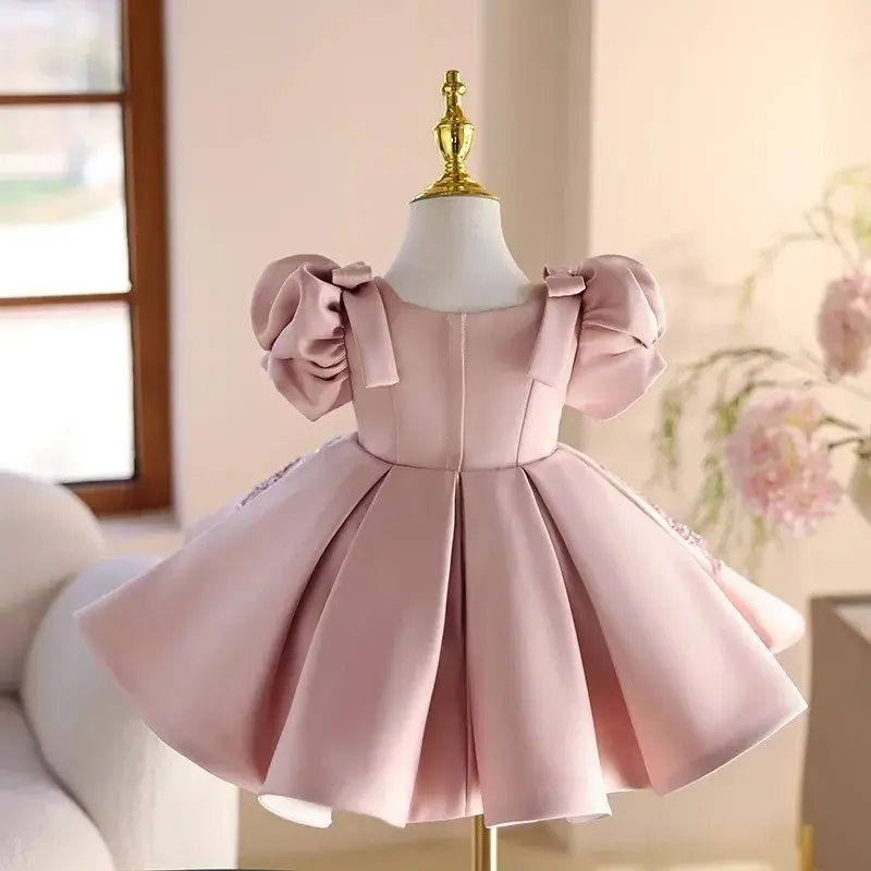 Thumbnail: Gevevieve Baby Girl Sequins Embroidery Silk Dress