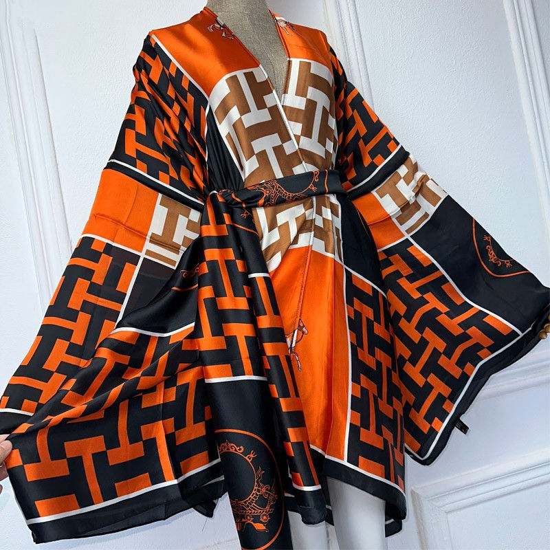 Orange and black patterned kimono