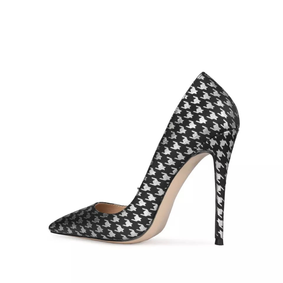 Miniatură: Elegant black & white pointed toe heels; KMCee style