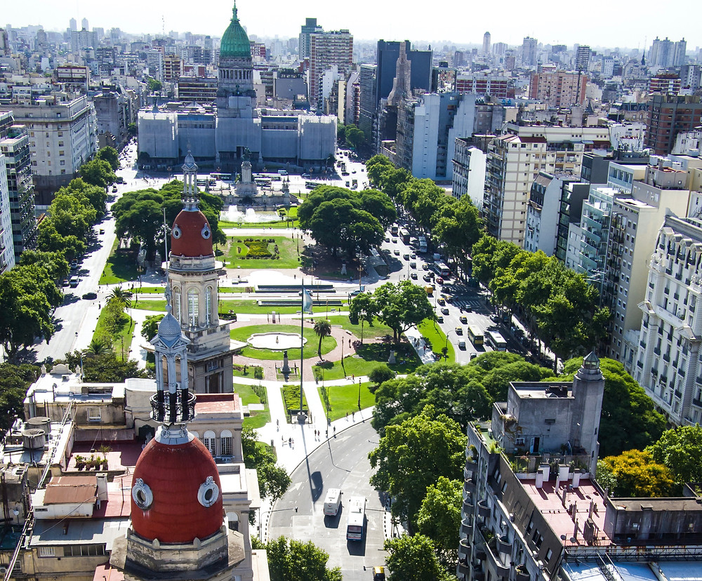 Vue de la place du congrès depuis le 14ème étage du Palacio Barolo