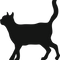 Cat silhouette symbolizing feline adventures, cat cafés, and travel experiences for cat lovers.