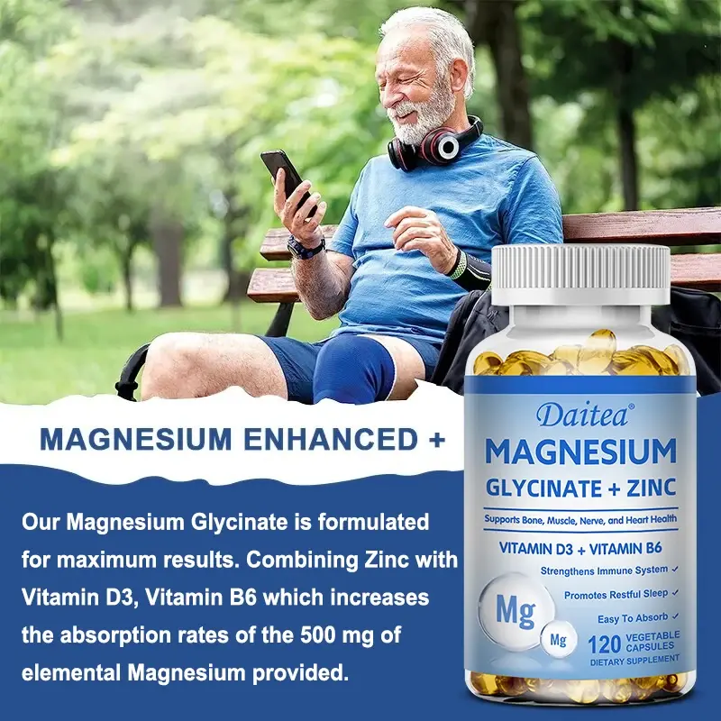 Thumbnail: Daitea Magnesium and Zinc Capsules - Magnesium Glycinate Supplement to Support M