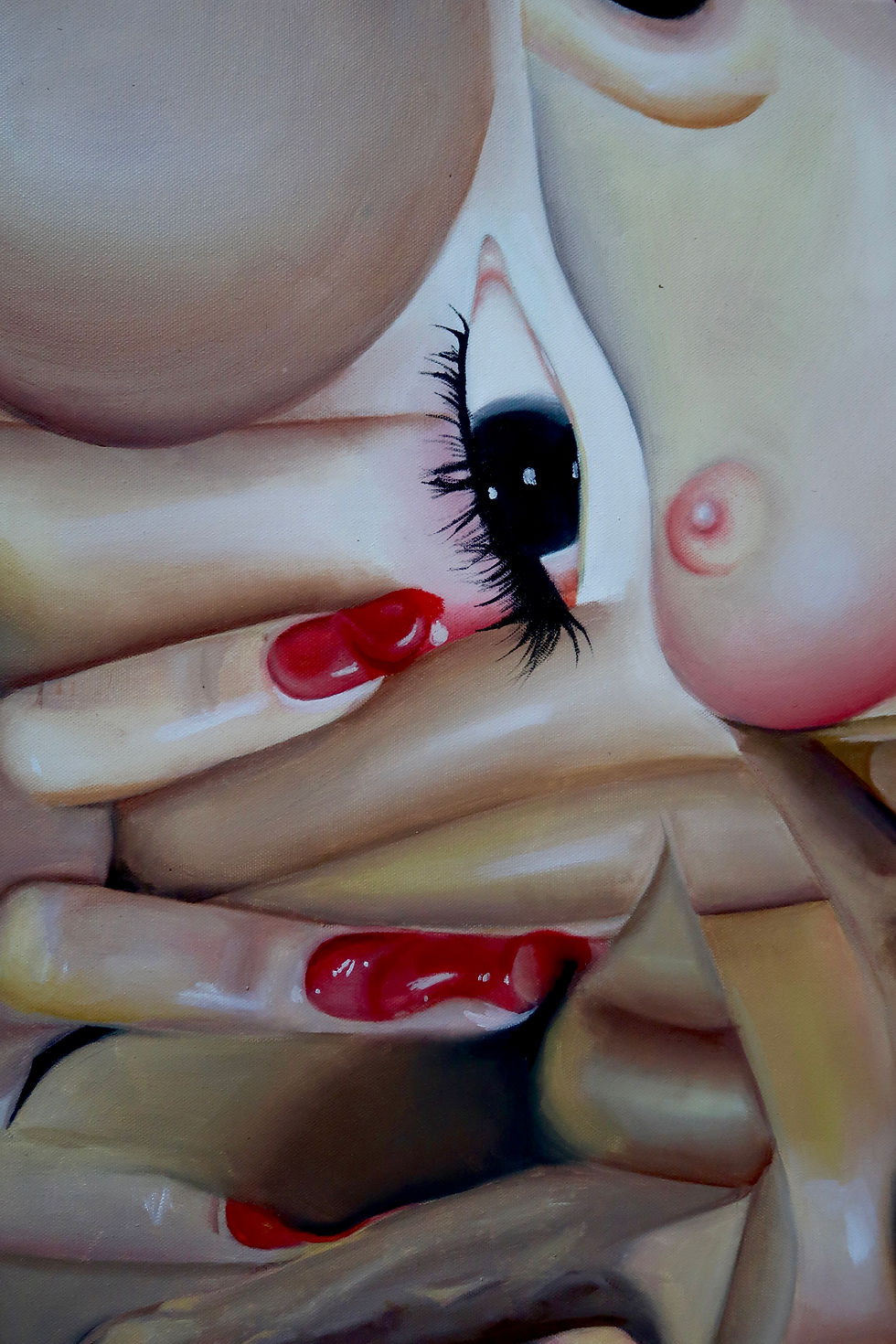 Thumbnail: “feeling u, feeling me” Oil on Canvas 24”x36”