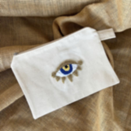 Altın Göz İşlemeli Küçük Clutch
