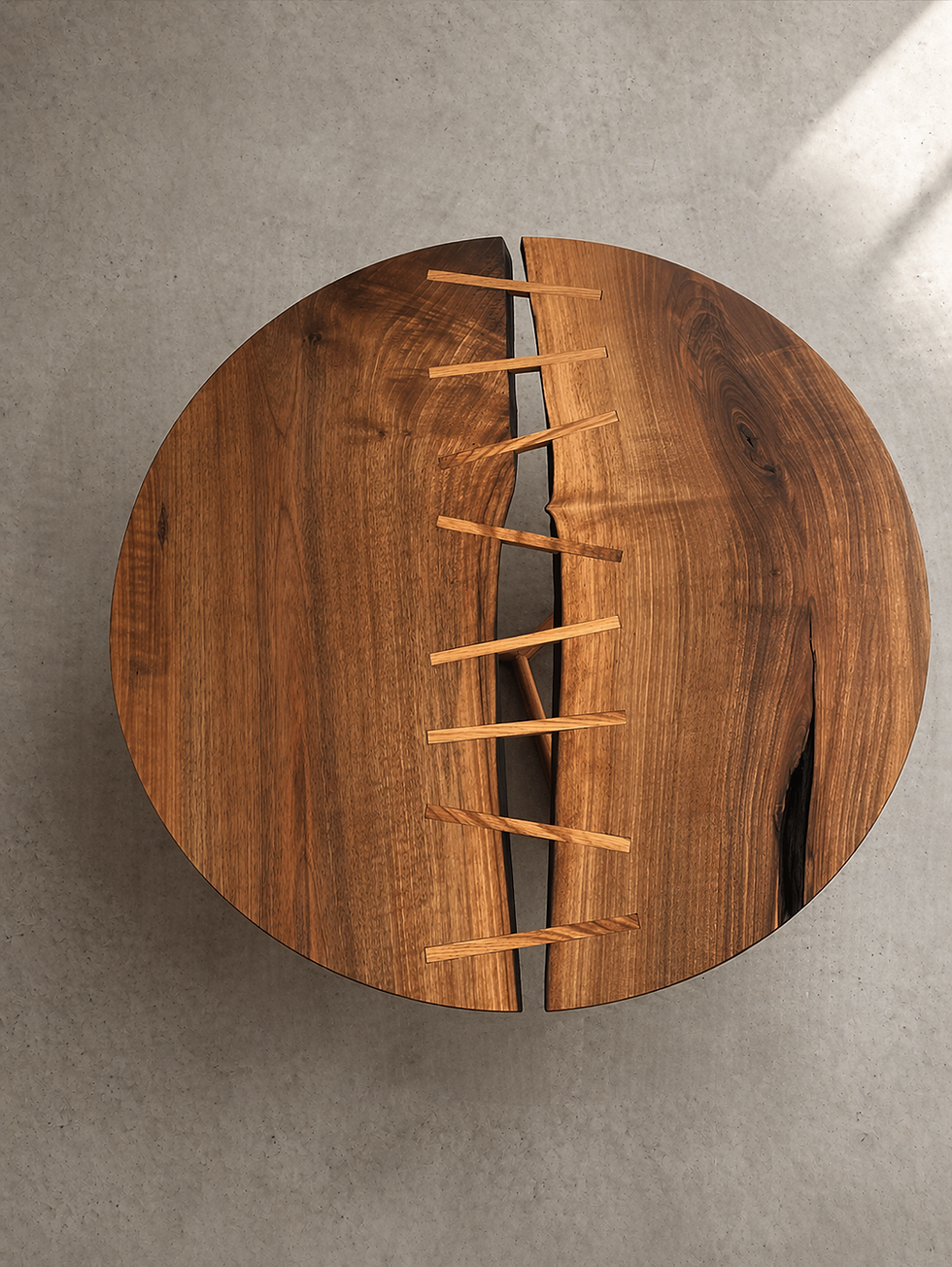 Stunning Custom Walnut Coffee table held together with oak inlays.