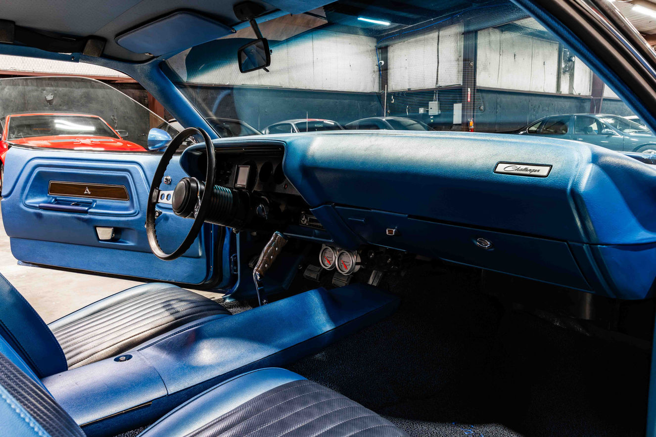 1973 Dodge Challenger in Bright Blue Metallic with 340 engine and Tremec 5 Speed transmission