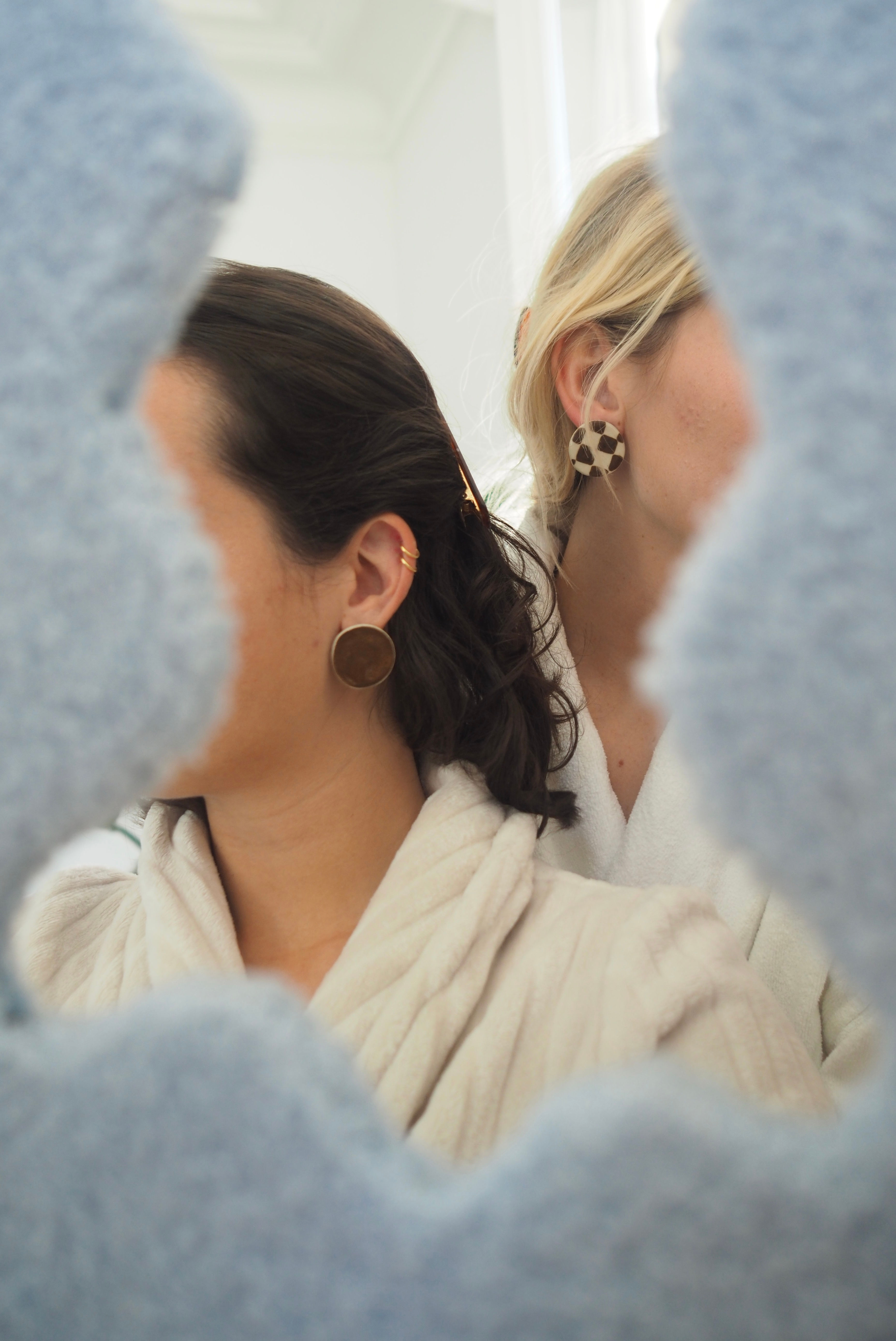 brown checkered earrings