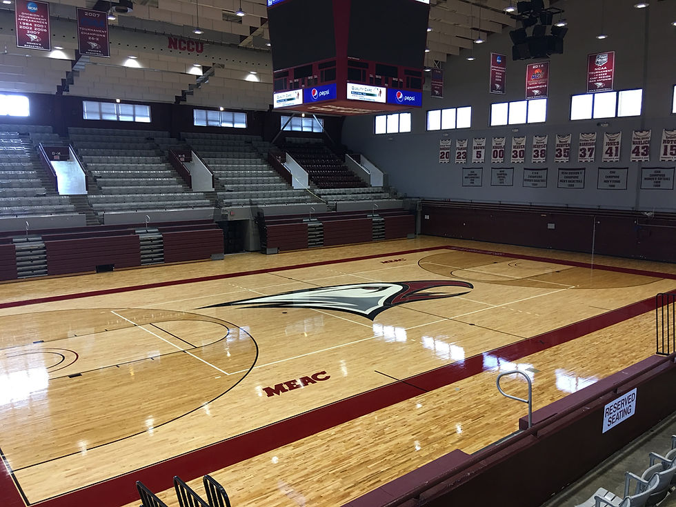 North Carolina Central University Arena located in Durham, North Carolina new MVP gymnasium flooring