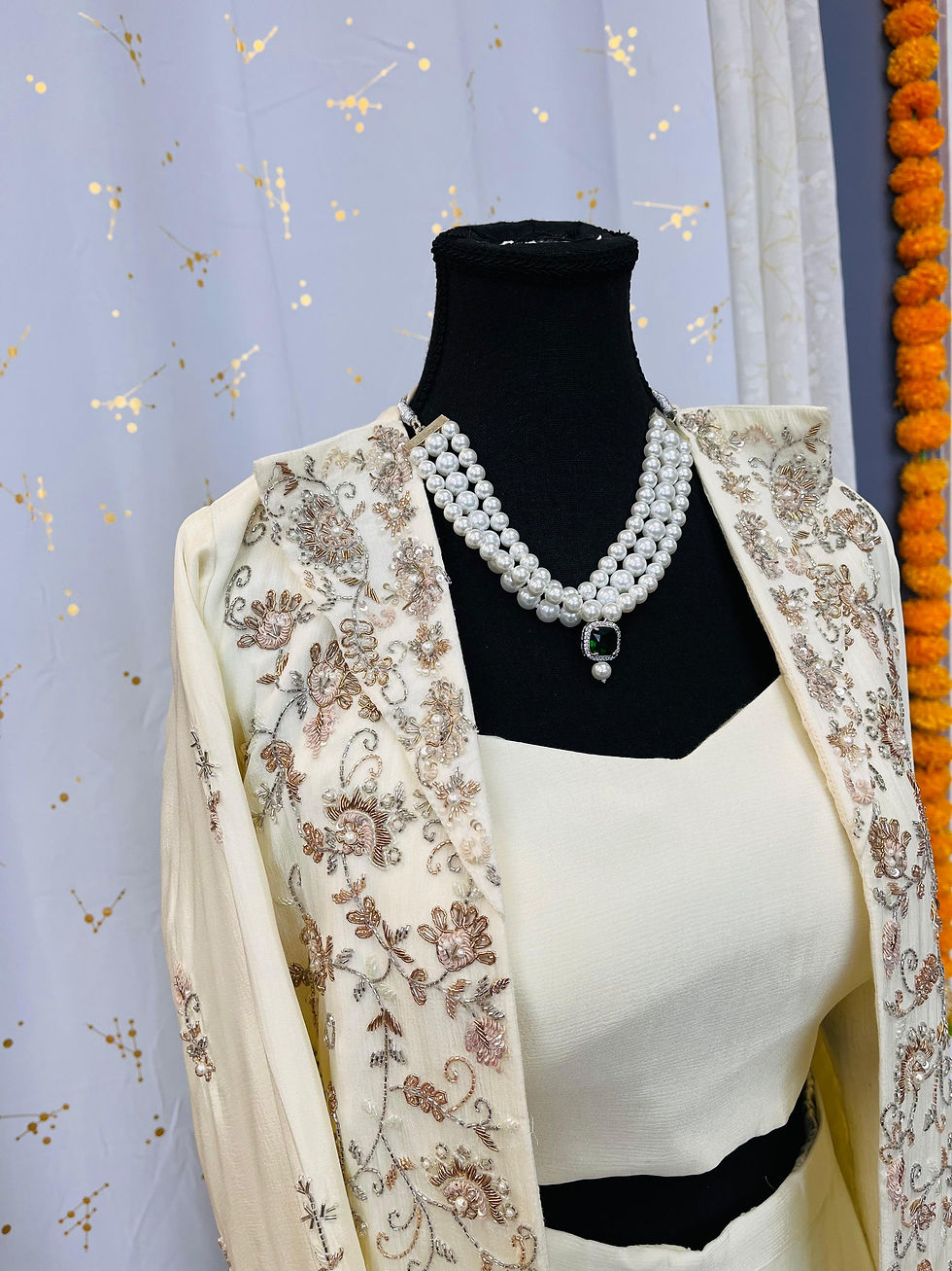 Thumbnail: Elegant Crop Top Palazzo with Embroidered Coat