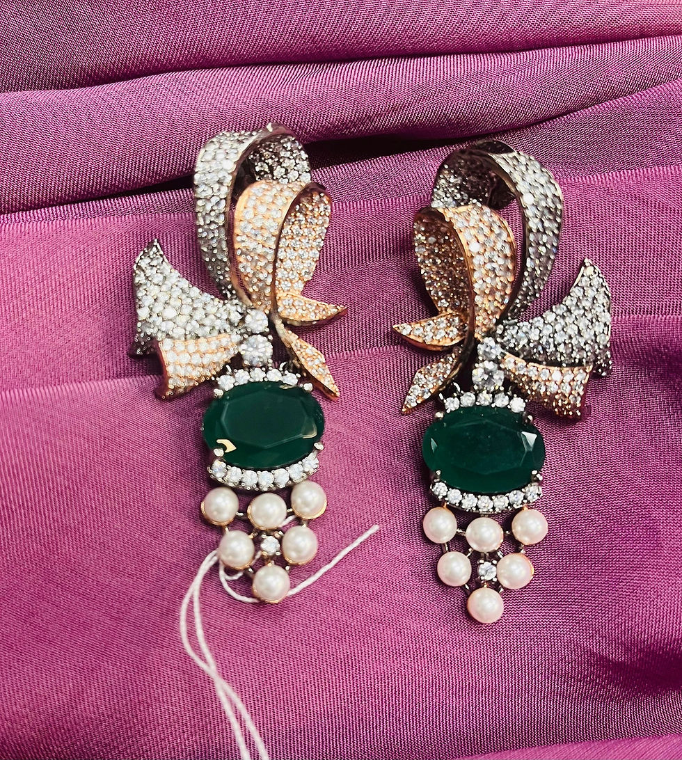 Nano Setting AD Earrings With Emerald Doublet