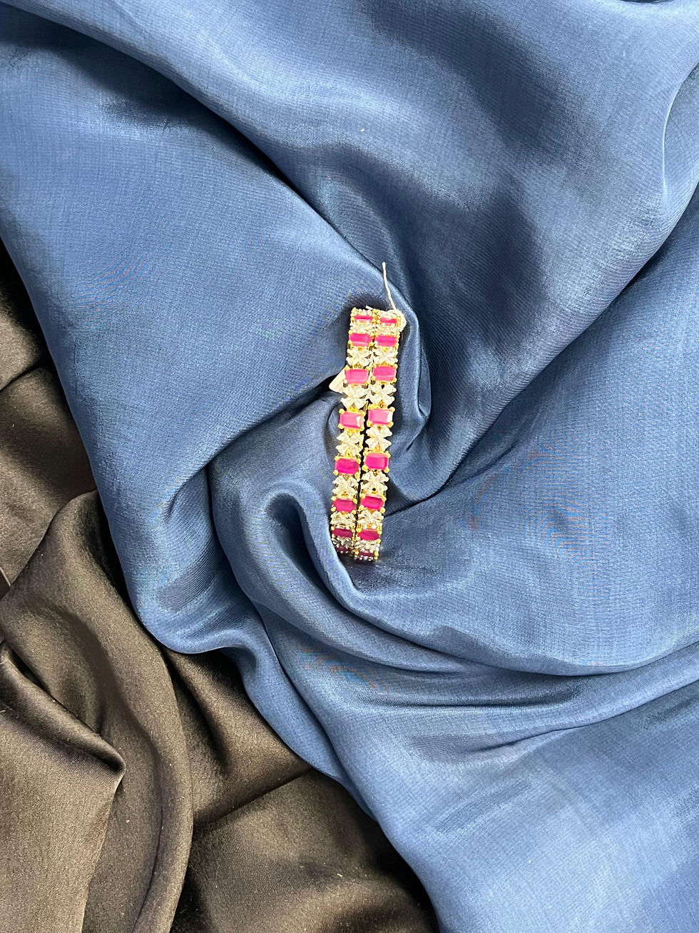 Thumbnail: AD White Stone And Ruby Bangles Set