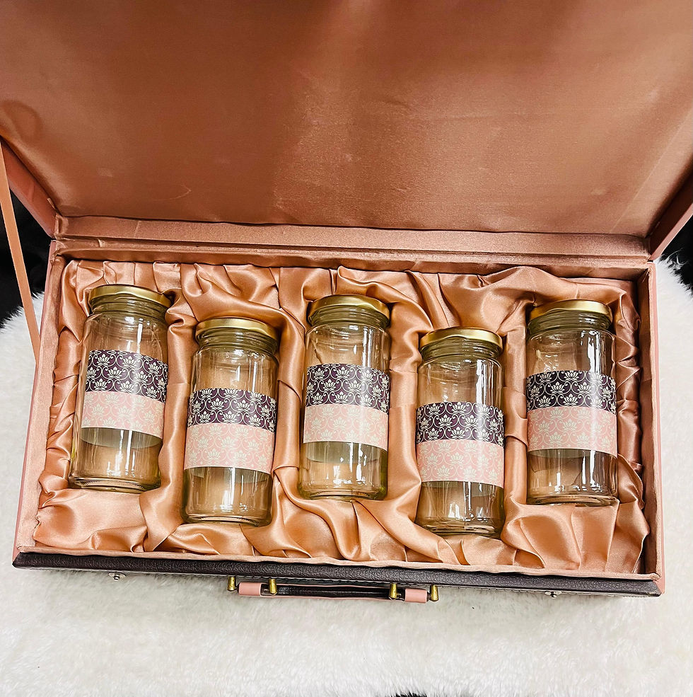 Leather Hamper Box with Glass Jars