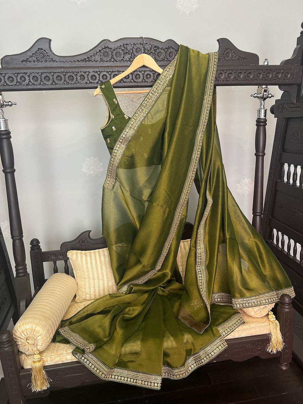 Thumbnail: Pure Tissue Saree With Lace Border Paired With Designer Blouse 
