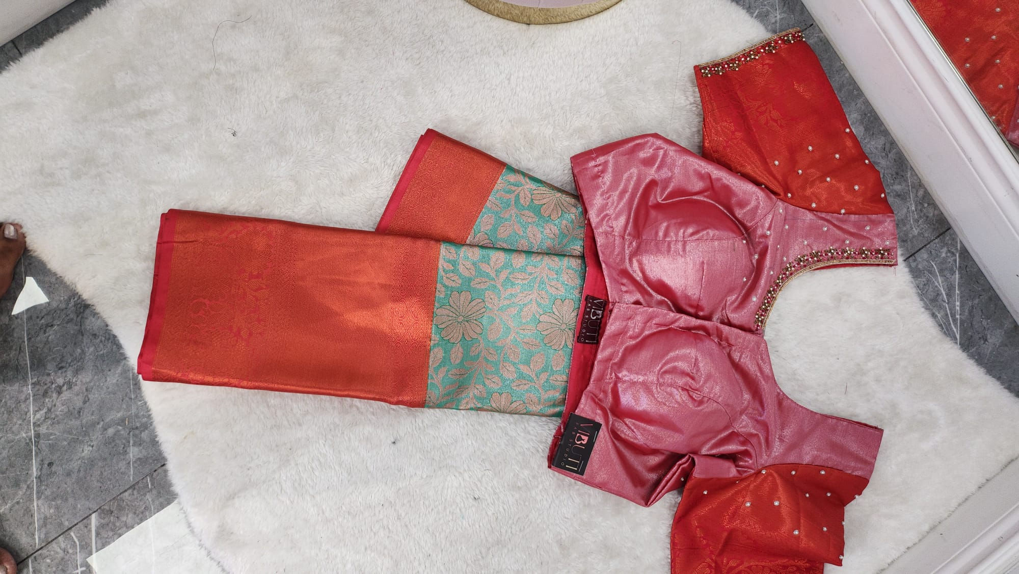 Kanchi Pattu Saree With Aari Work Blouse