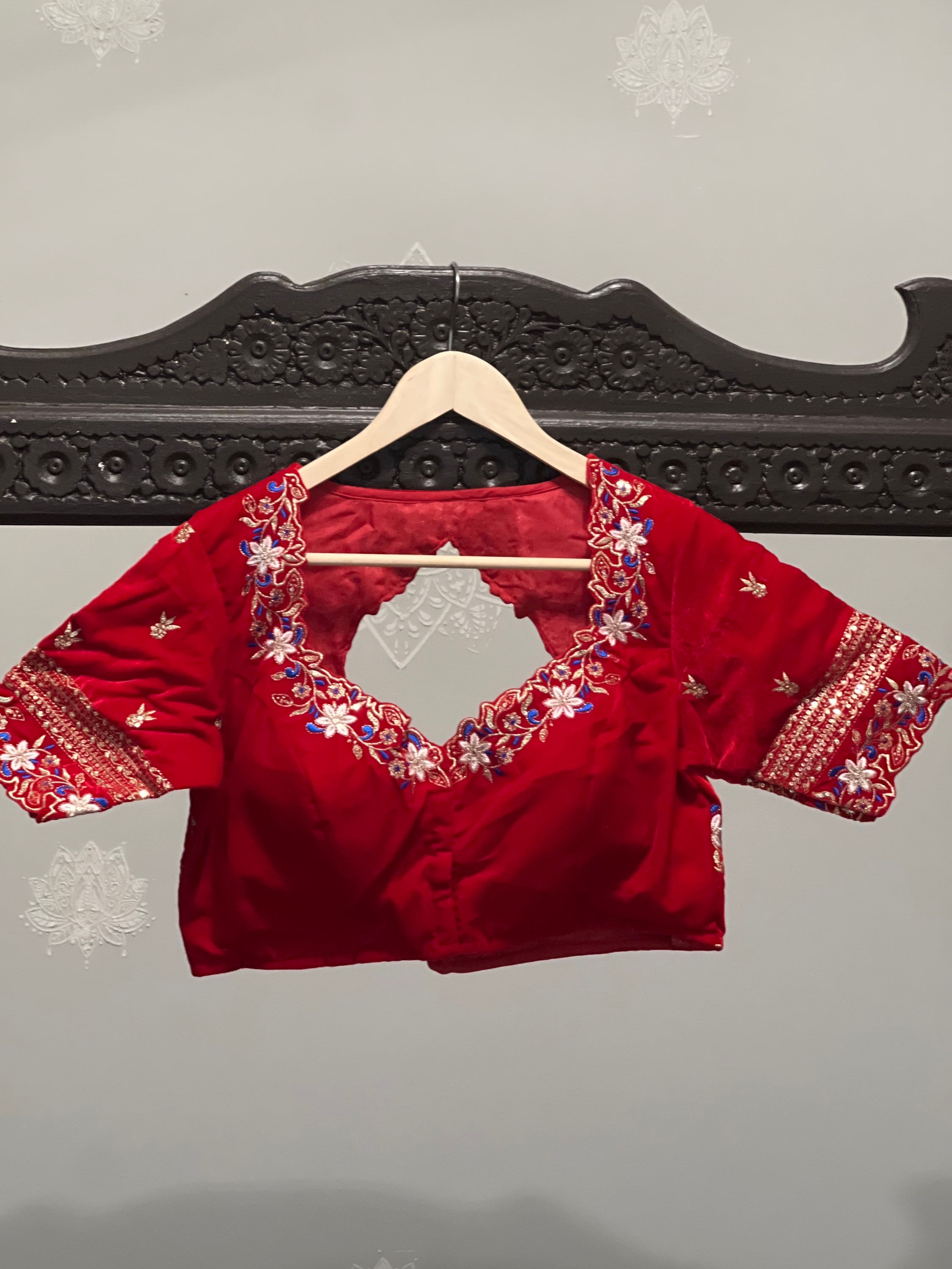 Cut Work Velvet Designer Blouse