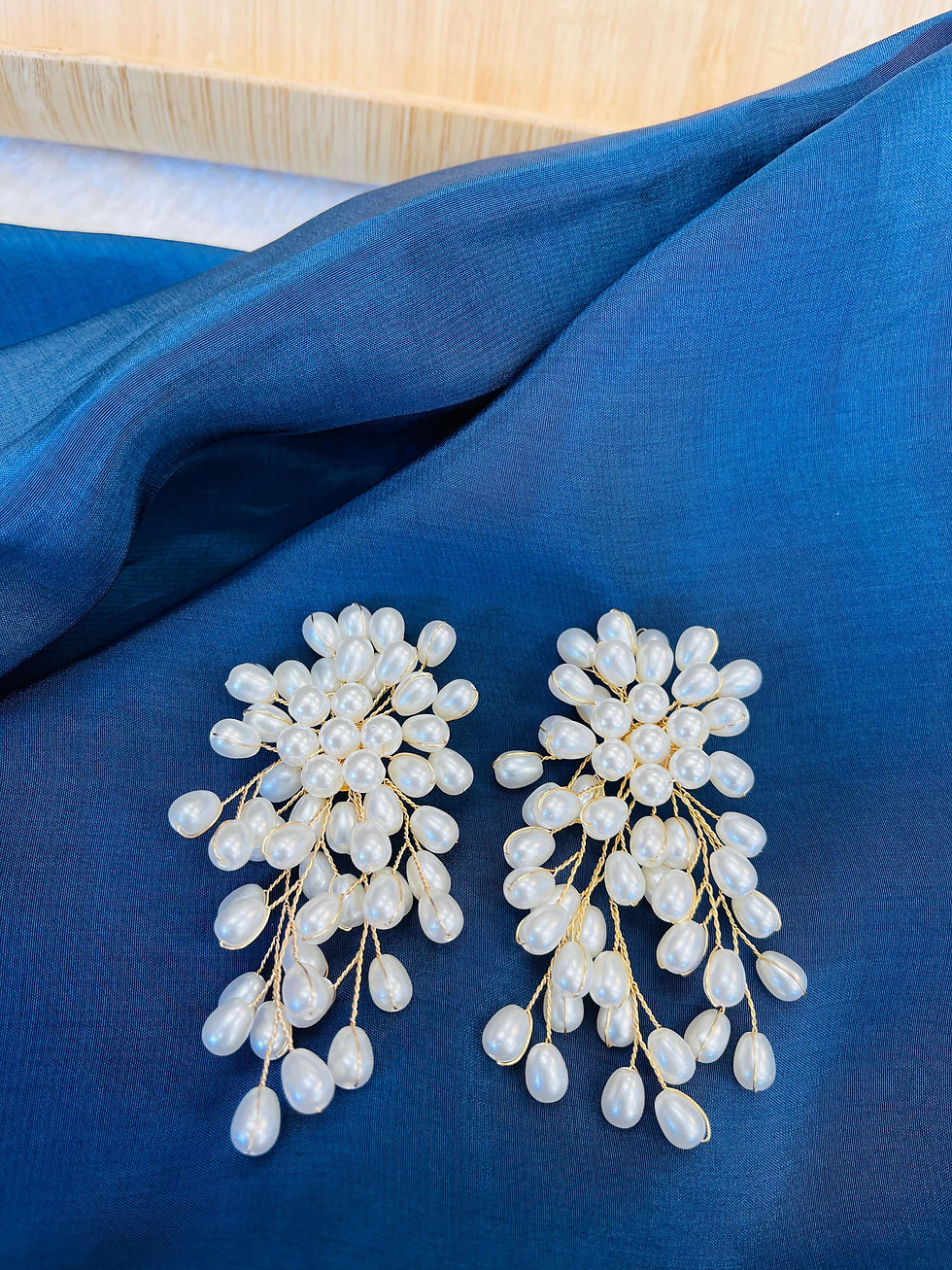 Cluster Pearl Drop Earrings