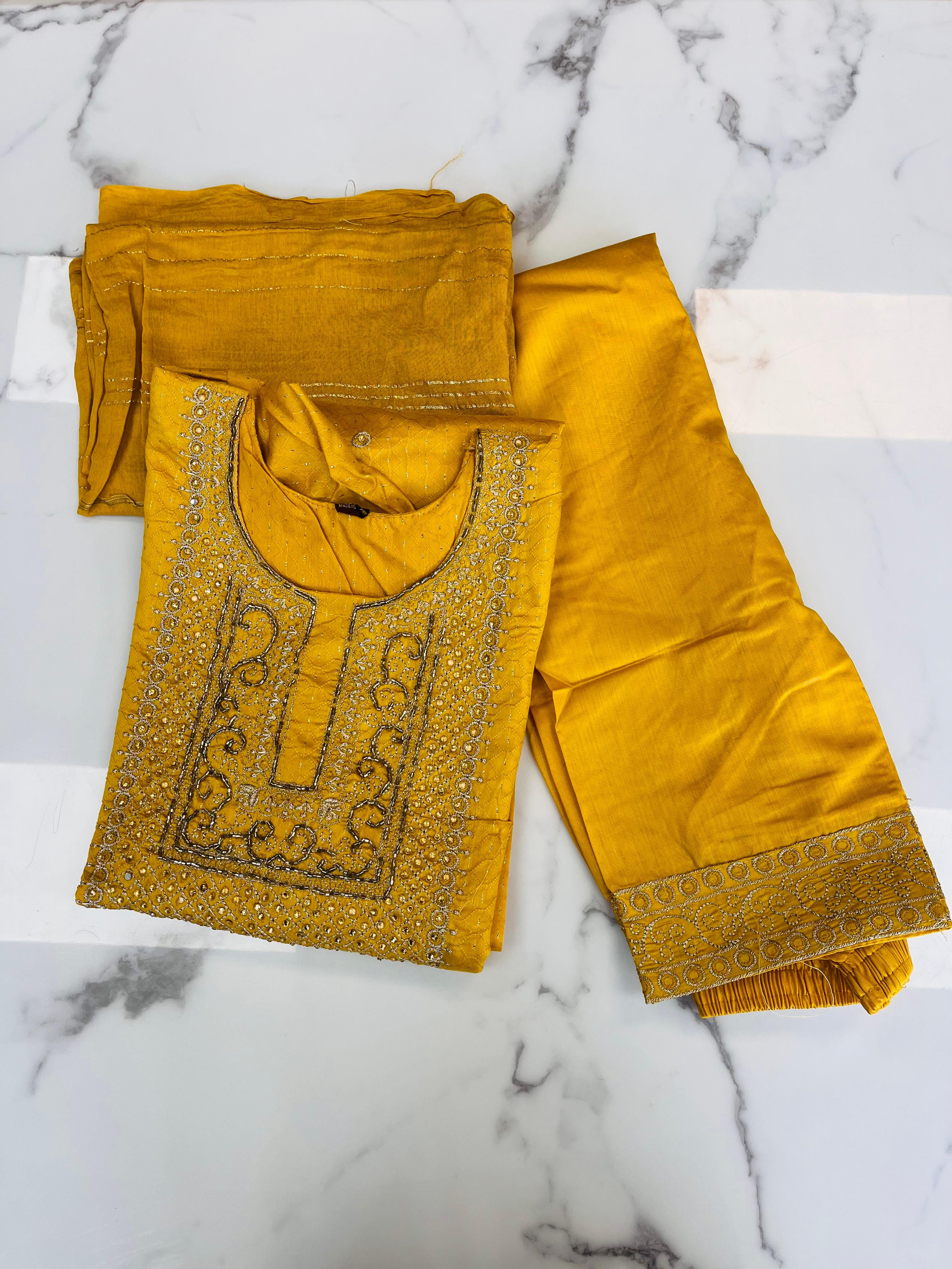 Silk Salwar Suit With Embroidery