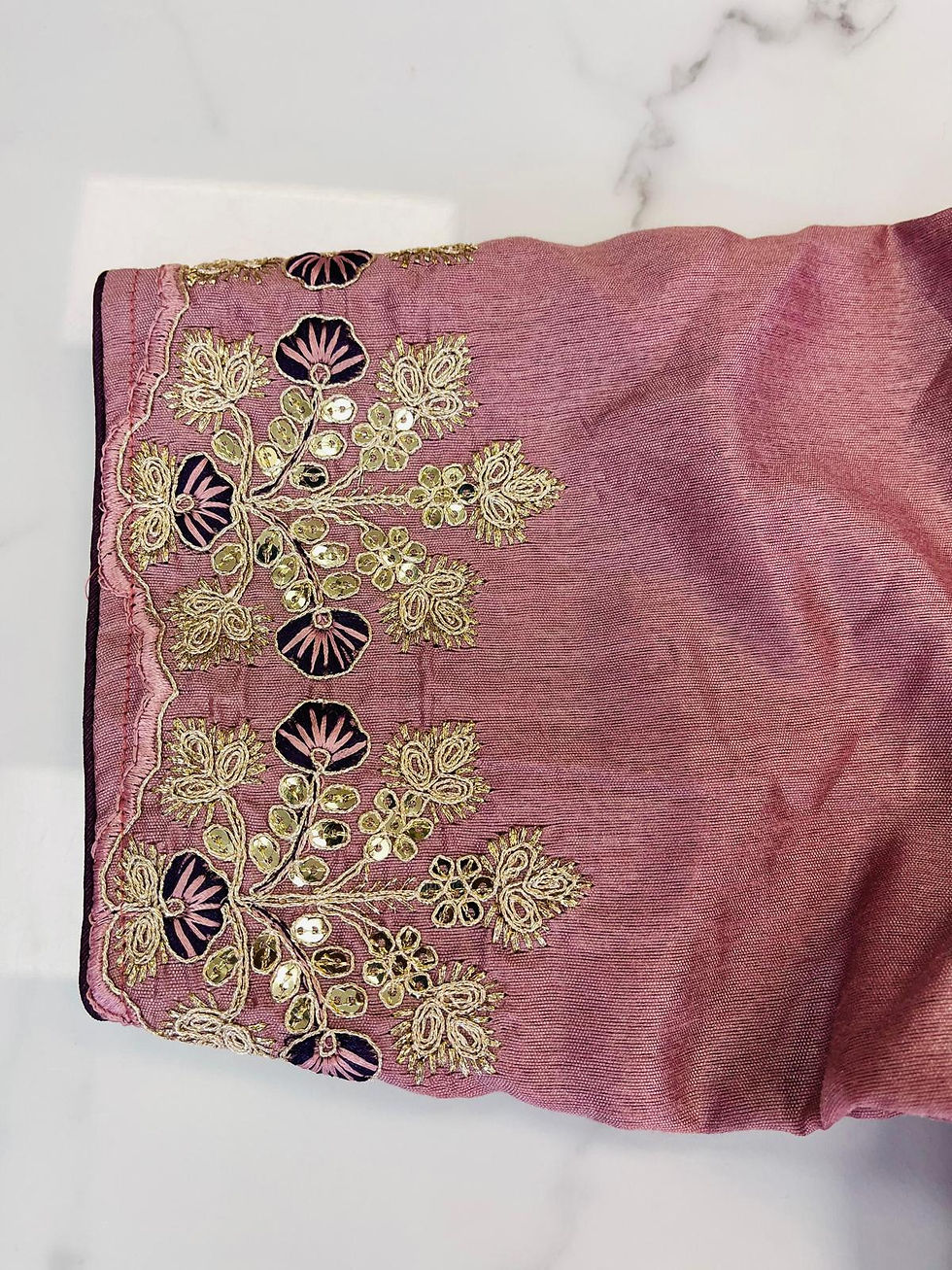 Thumbnail: Designer Embroidered Saree With Ruffle And Tassel Border 