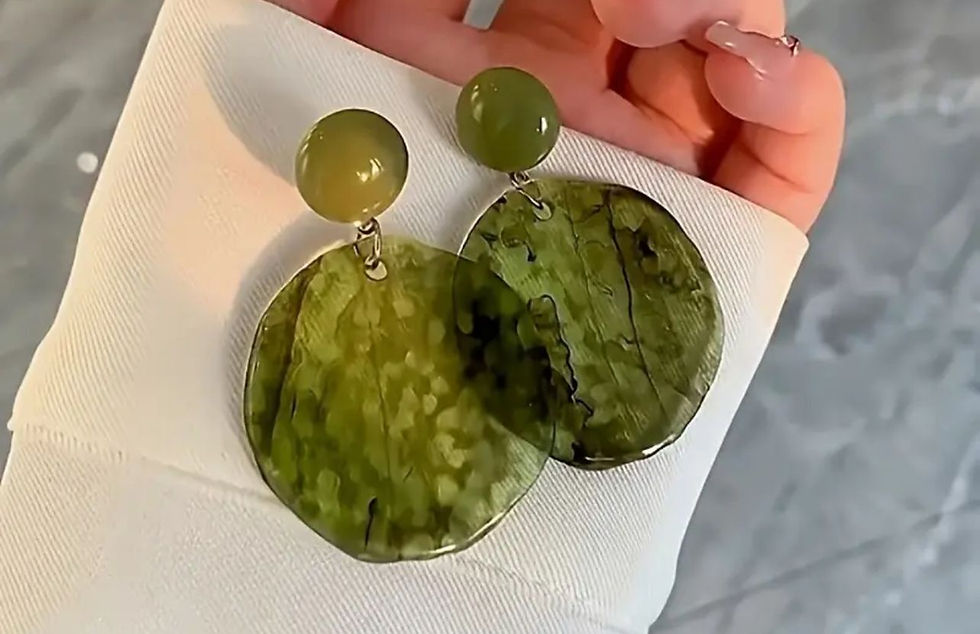 Olive Marble Fancy Earrings