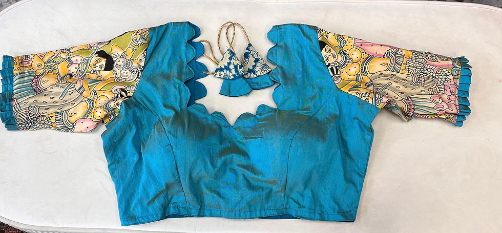 Thumbnail: Kalamkari Silk Saree with Zari Border and Designer Blouse