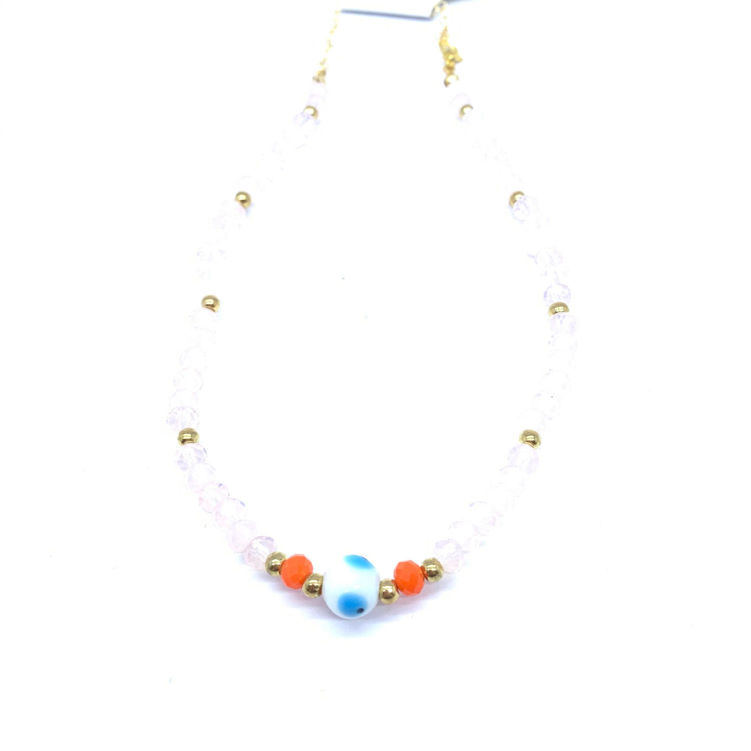 Choker olho grego pedra cristal