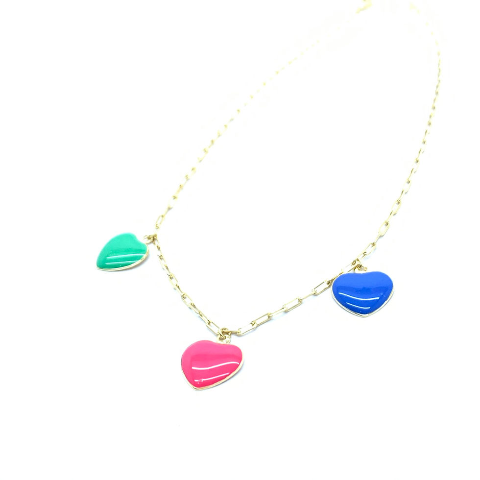 Miniatura: Colar dourado 3 corações esmaltados