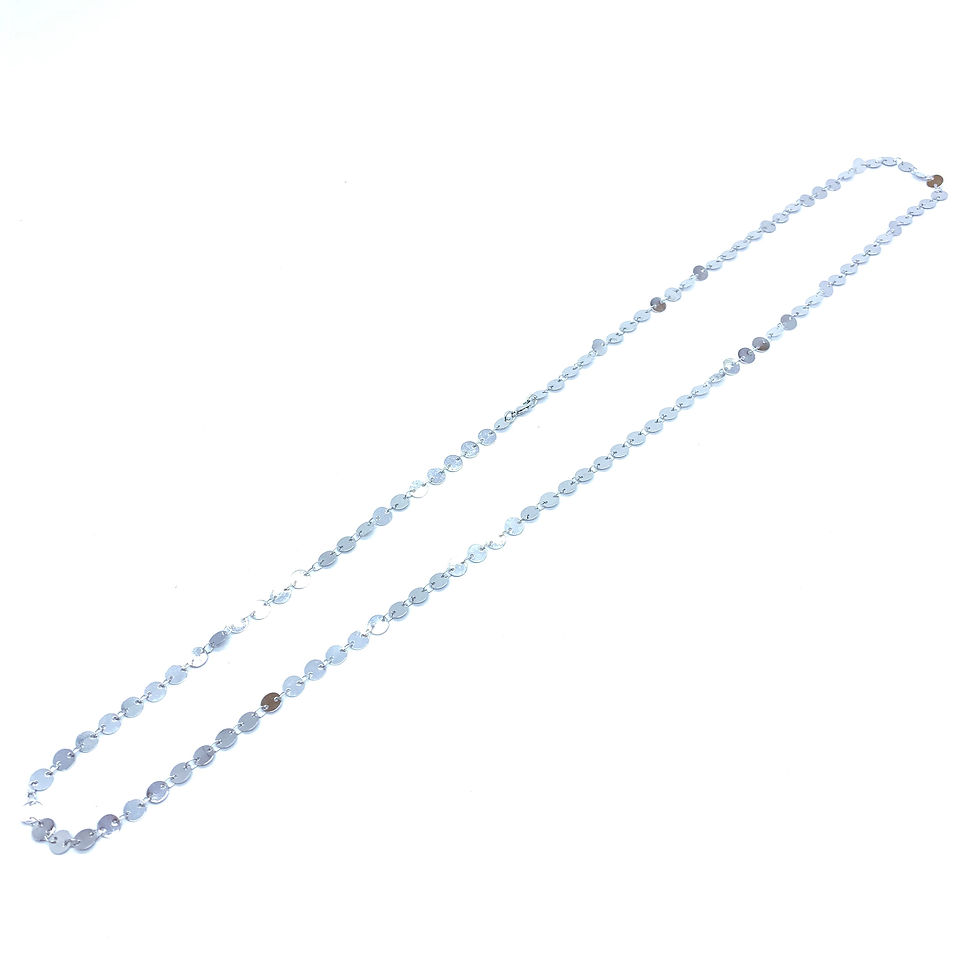 Miniatura: Colar prateado longo de medalhas