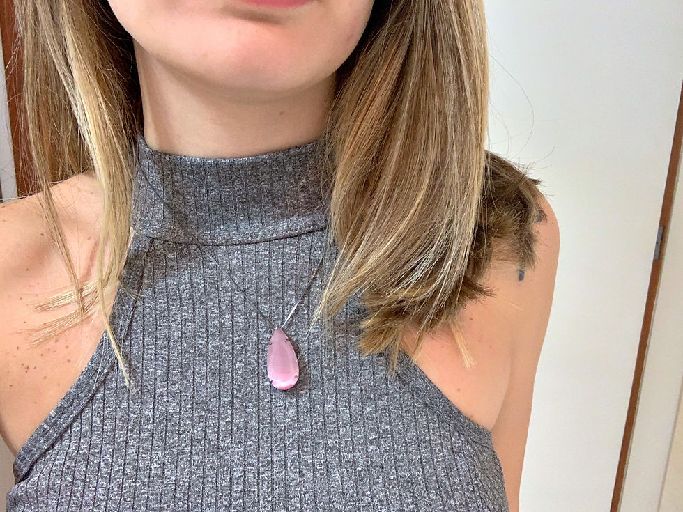 Miniatura: Colar grafite com gota rosa