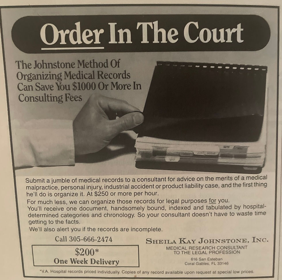 1980s-era newspaper ad for Order in the Court