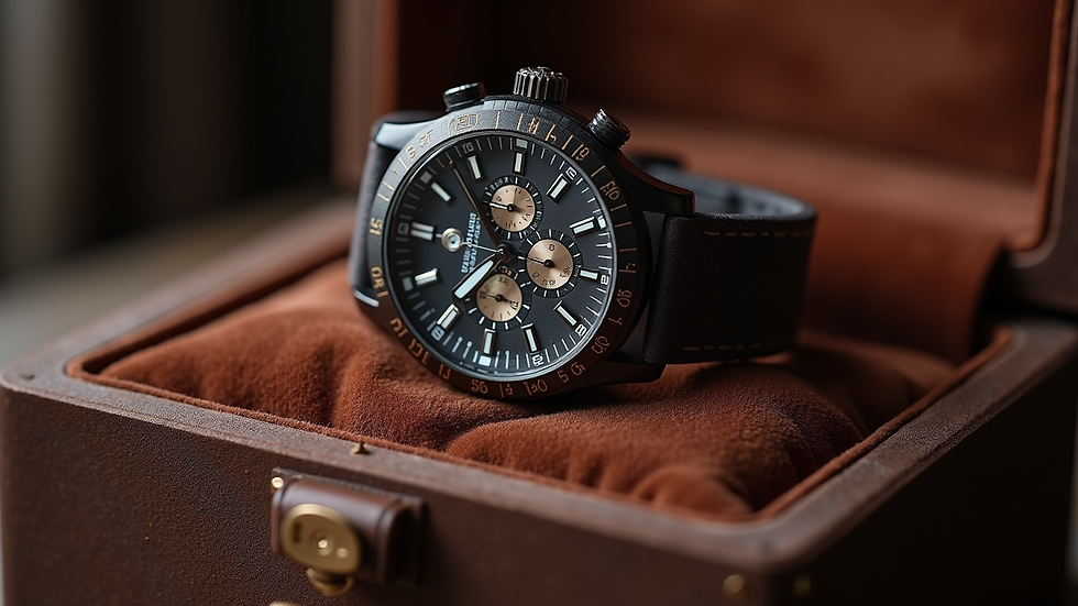 Close-up view of a luxury watch on a velvet cushion