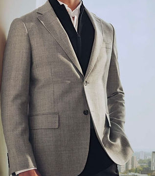 Gray mens suit sleeves shorten