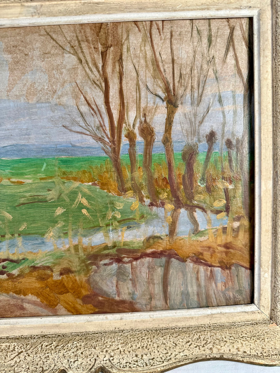 Thumbnail: Vintage, French, Oil on Board, Framed Landscape Painting