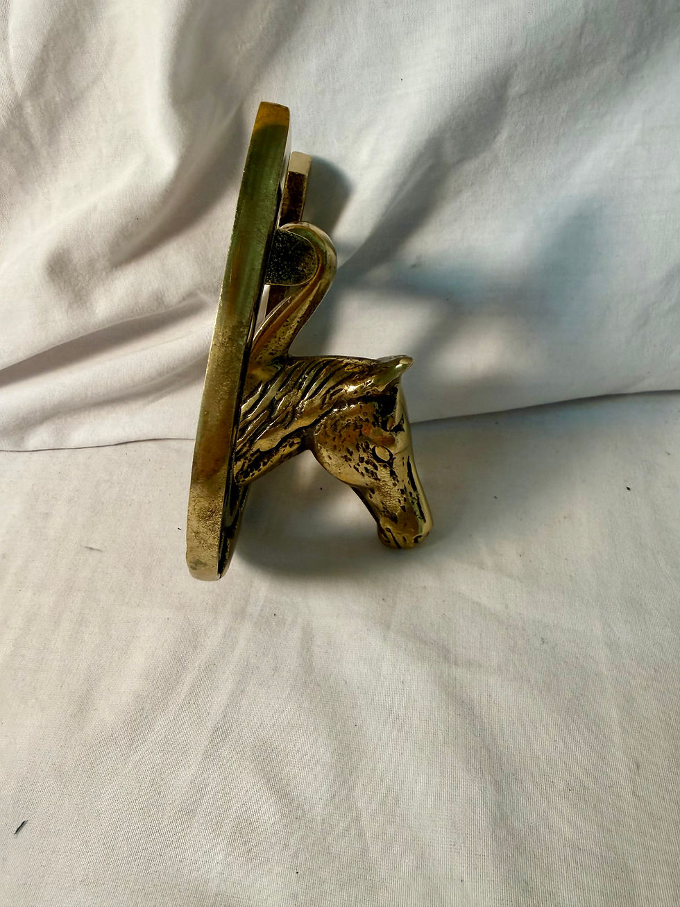 Thumbnail: Vintage, English, Horse and Horseshoe Brass Door Knocker