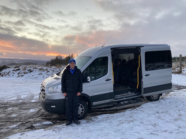 Minibus in a snowy location