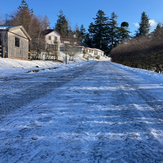Snow had frozen onto the road